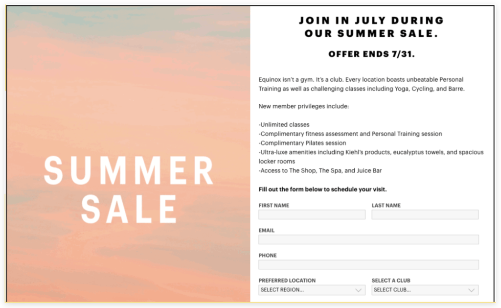 Equinox Summer Sale Ad