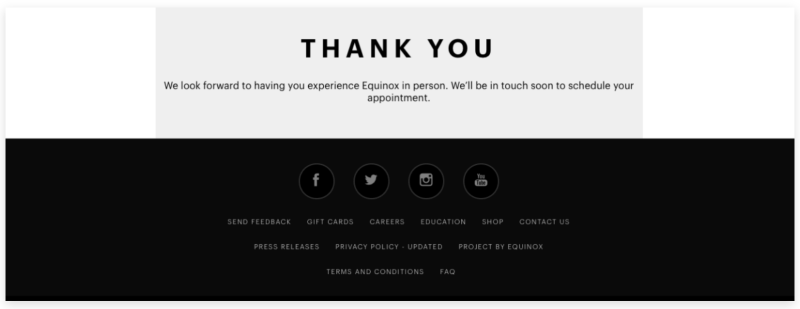 Equinox Thank You Page