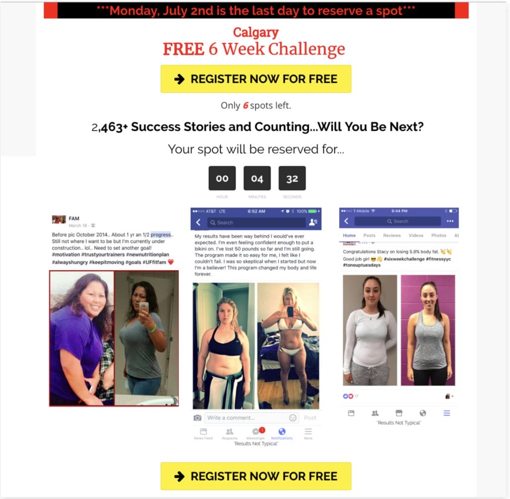 Free Challenge Landing Page