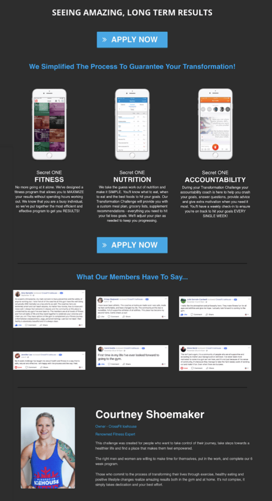 Long format challenge landing page