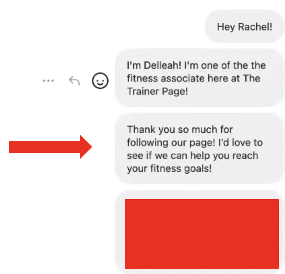 How to Boost Gym Growth on Instagram: 5 Outbound Marketing Tips 4 5 DM new followers thank you message