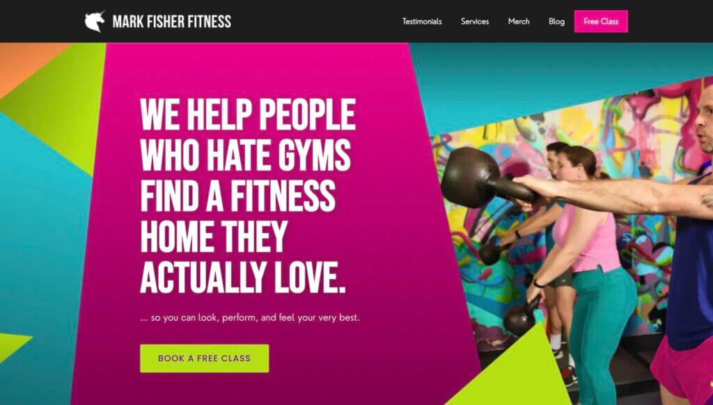 Mark Fisher Fitness website is a beautiful example of a branded gym website