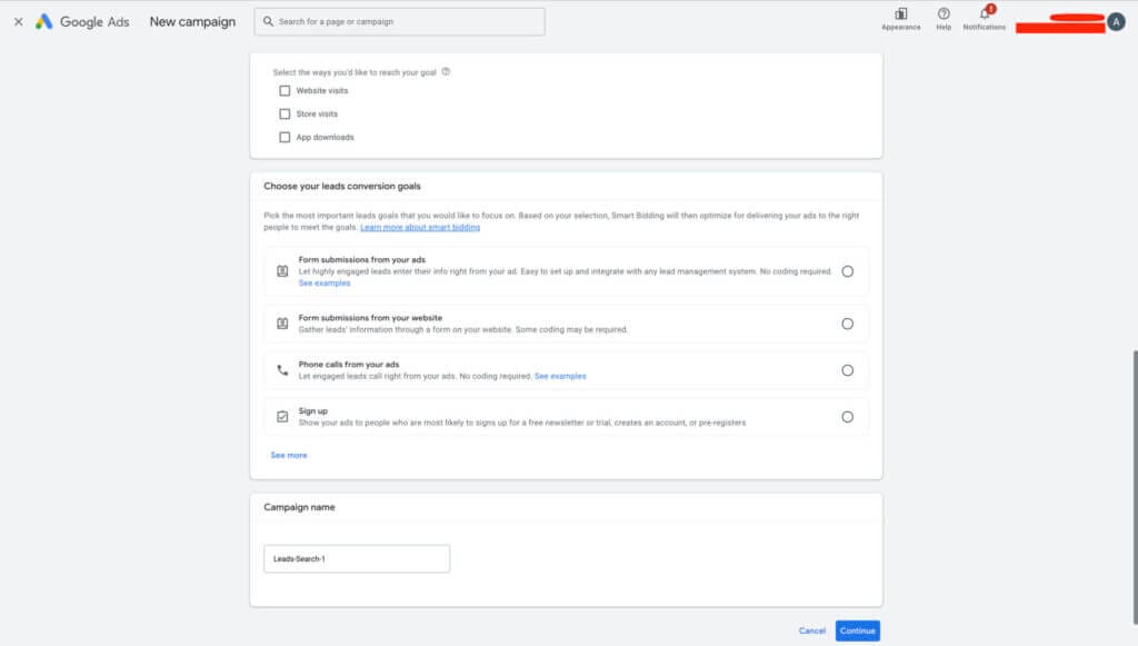 complete the remaining fills for your Google Ads Campaign