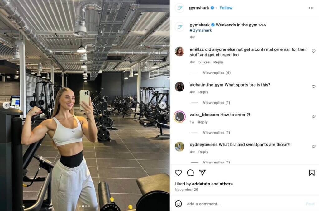 example of UGC in action via Gymshark