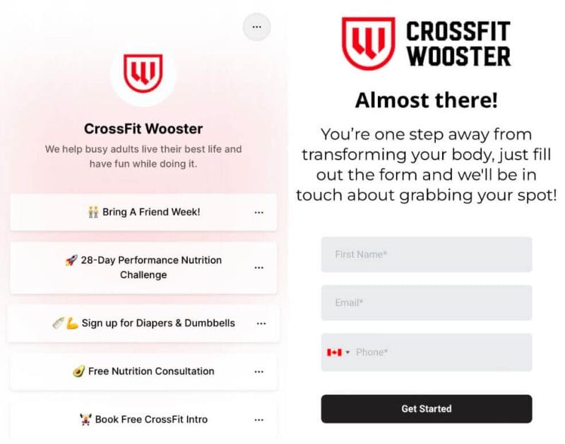 CrossFit Wooster uses effectively their link in bio