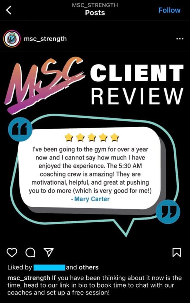 MSC Strength example of recognizing their clients