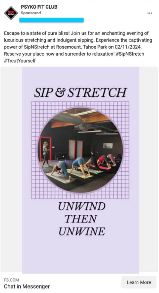PSYKO FIT CLUB ‘Sip & Stretch’ session