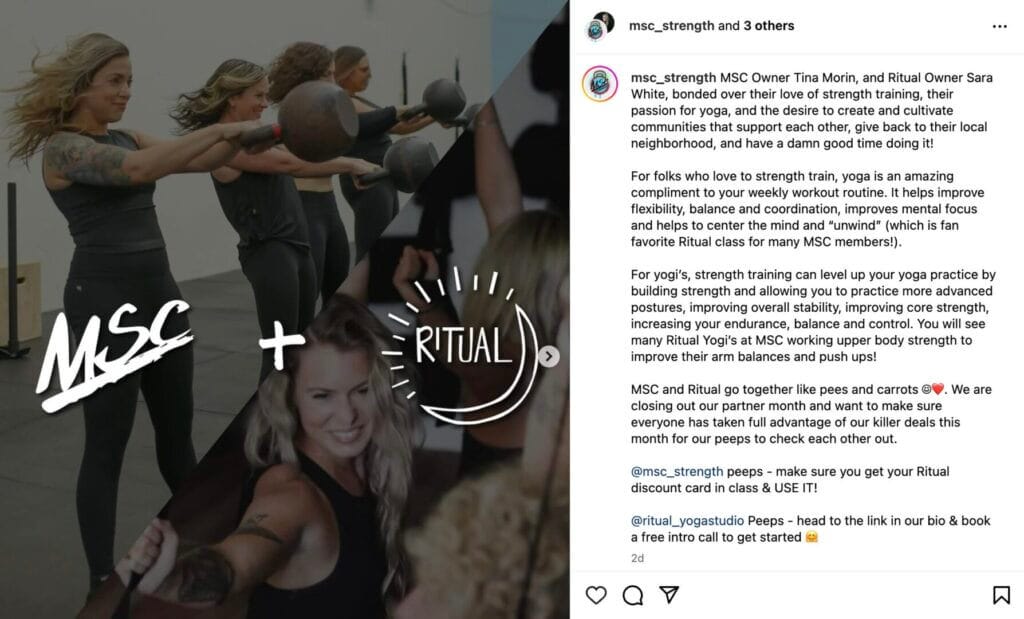 MSC Strength partnership with Ritual yoga studio