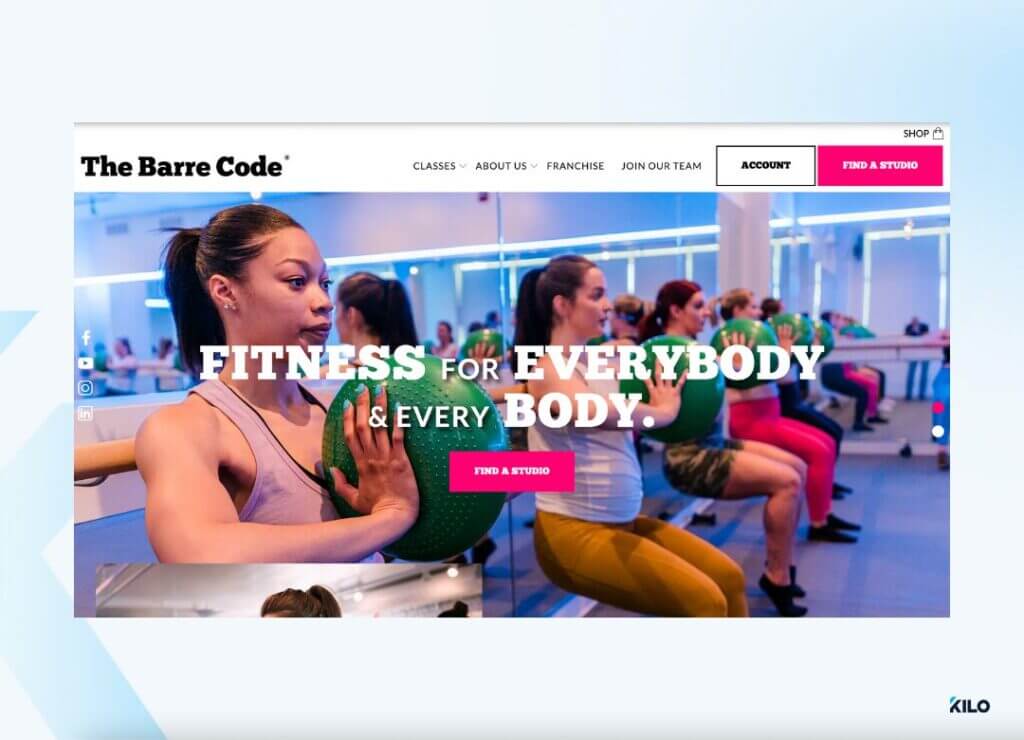 The Barre Code gym website