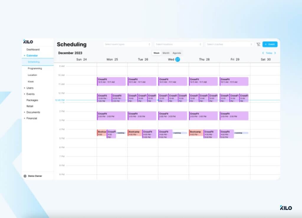gym website schedule access
