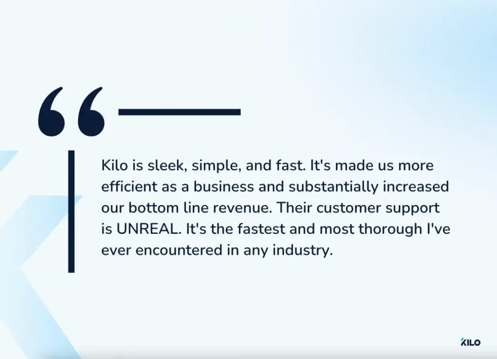 Kilo customer review