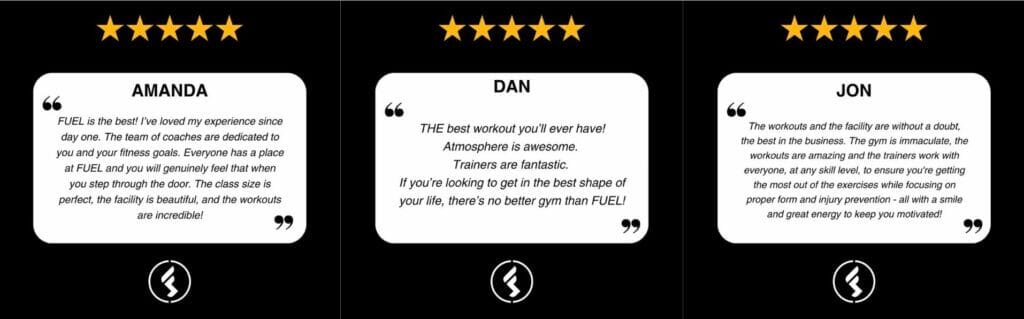 Fuel Personal Training testimonials