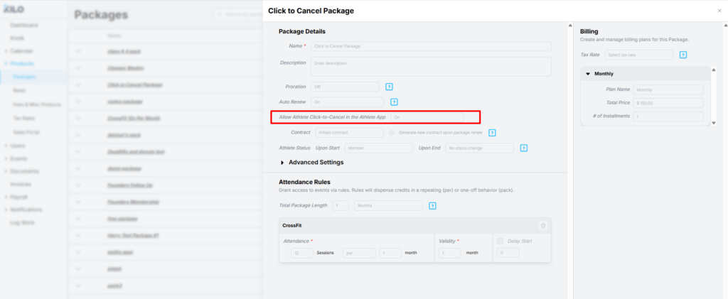 package settings screen in Kilo GMS